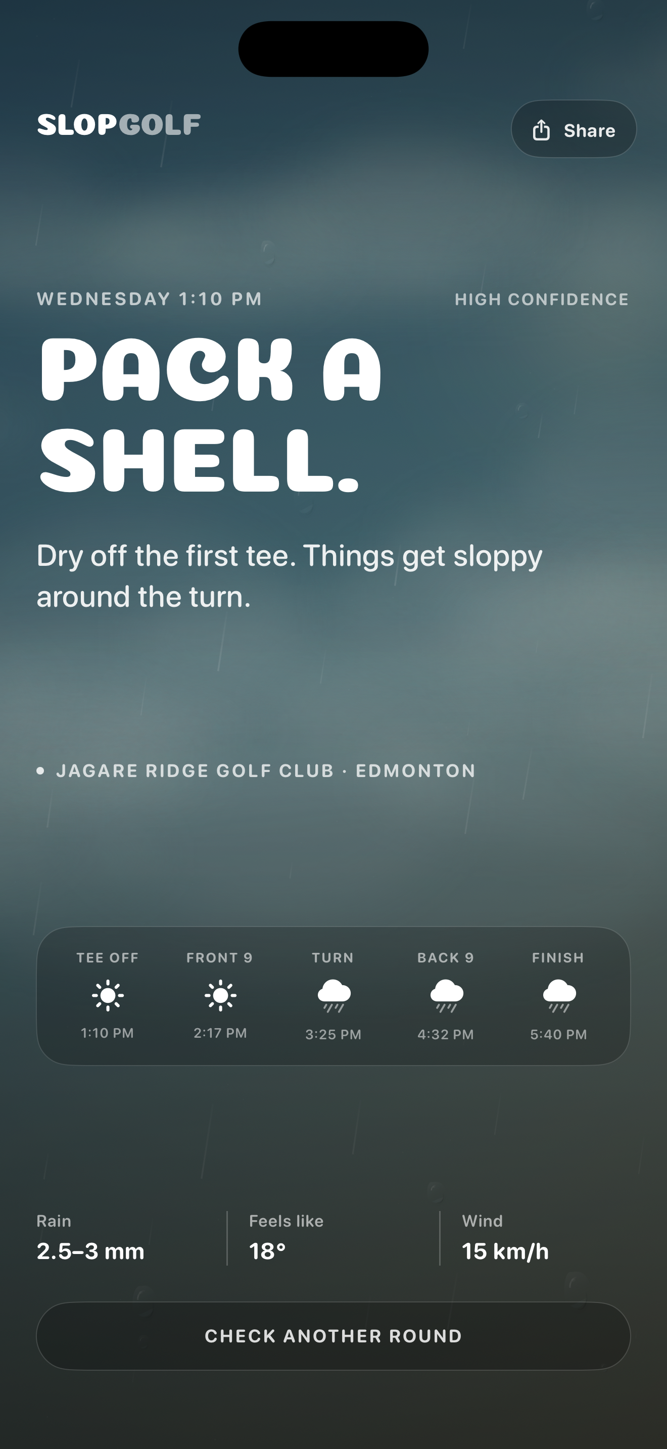 Slop Golf app screen 2